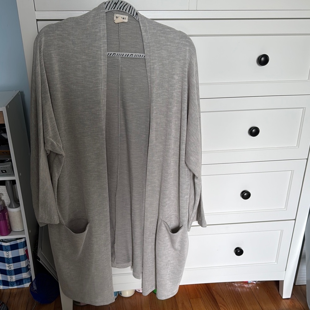 Gray Open-Front Women's Sweater